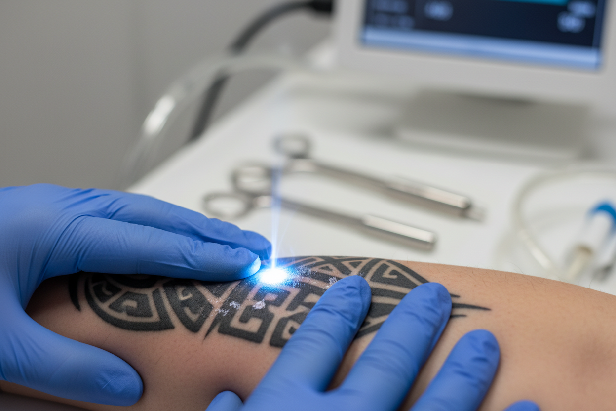 Laser tattoo removal close up
